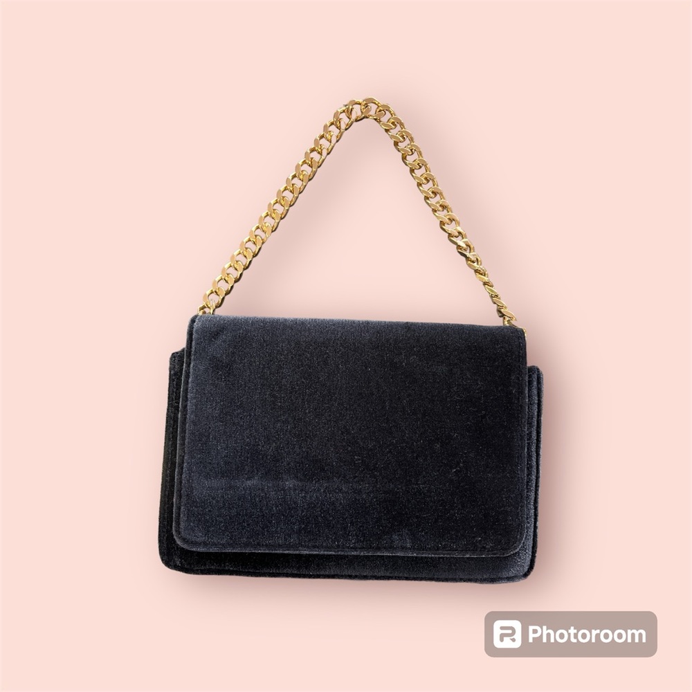 NWT Anthropologie Navy Velvet Mini Purse/Clutch **FLAW**